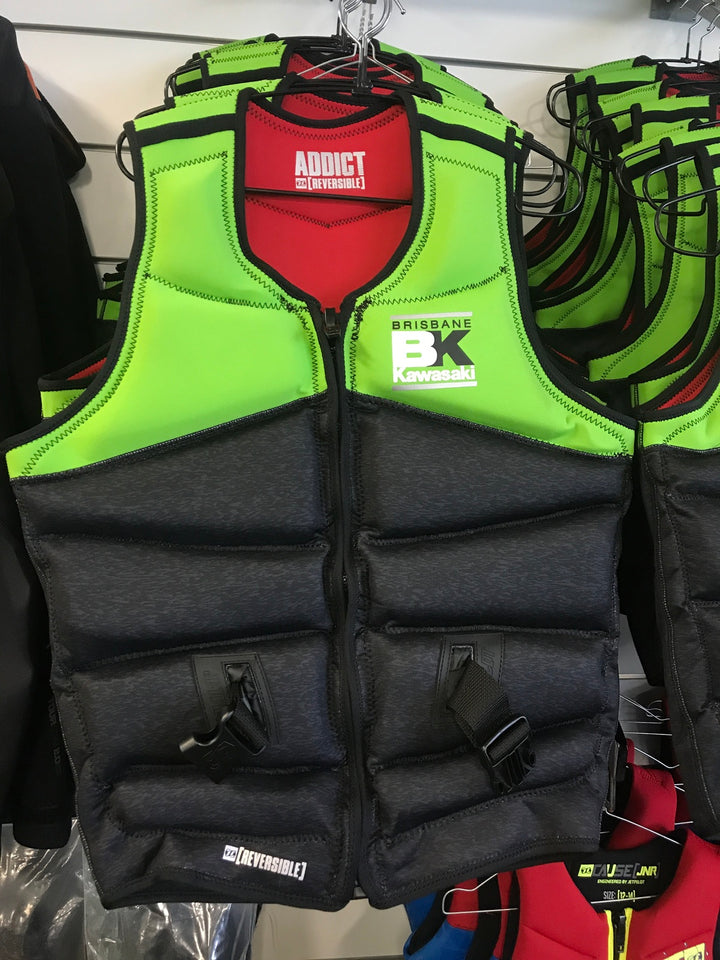 JETPILOT Brisbane Kawasaki Custom Lime Green PFD - REVERSIBLE